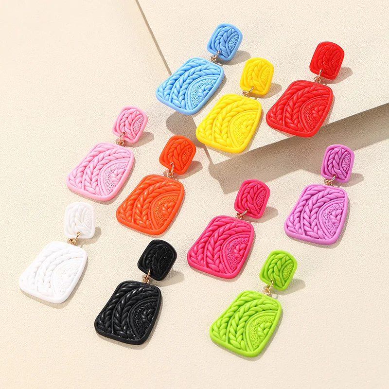 

Fashion Colorful Cute Sweet Drop Earrings for Women New Trendy Resin Long Square Dangling Earrings for Girls Korean Ear Jewelry