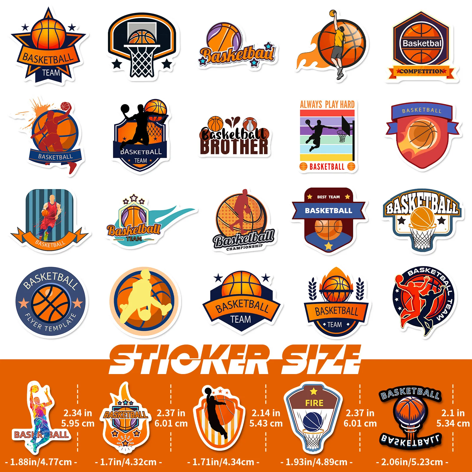 10/25/50 шт. баскетбольные спортивные граффити-наклейки для самостоятельного