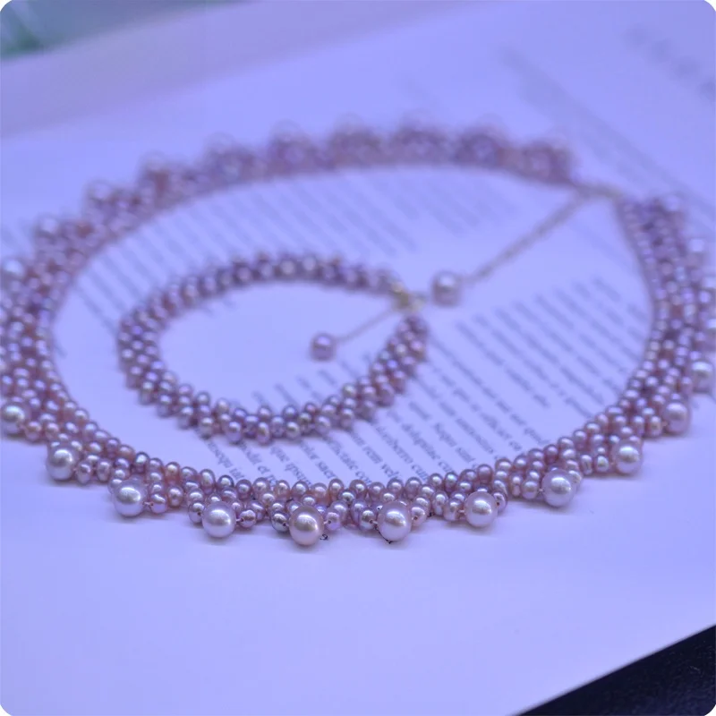 Сокровище песка ■ Оригинальный натуральный 6-7 мм рядом с круглым жемчугом