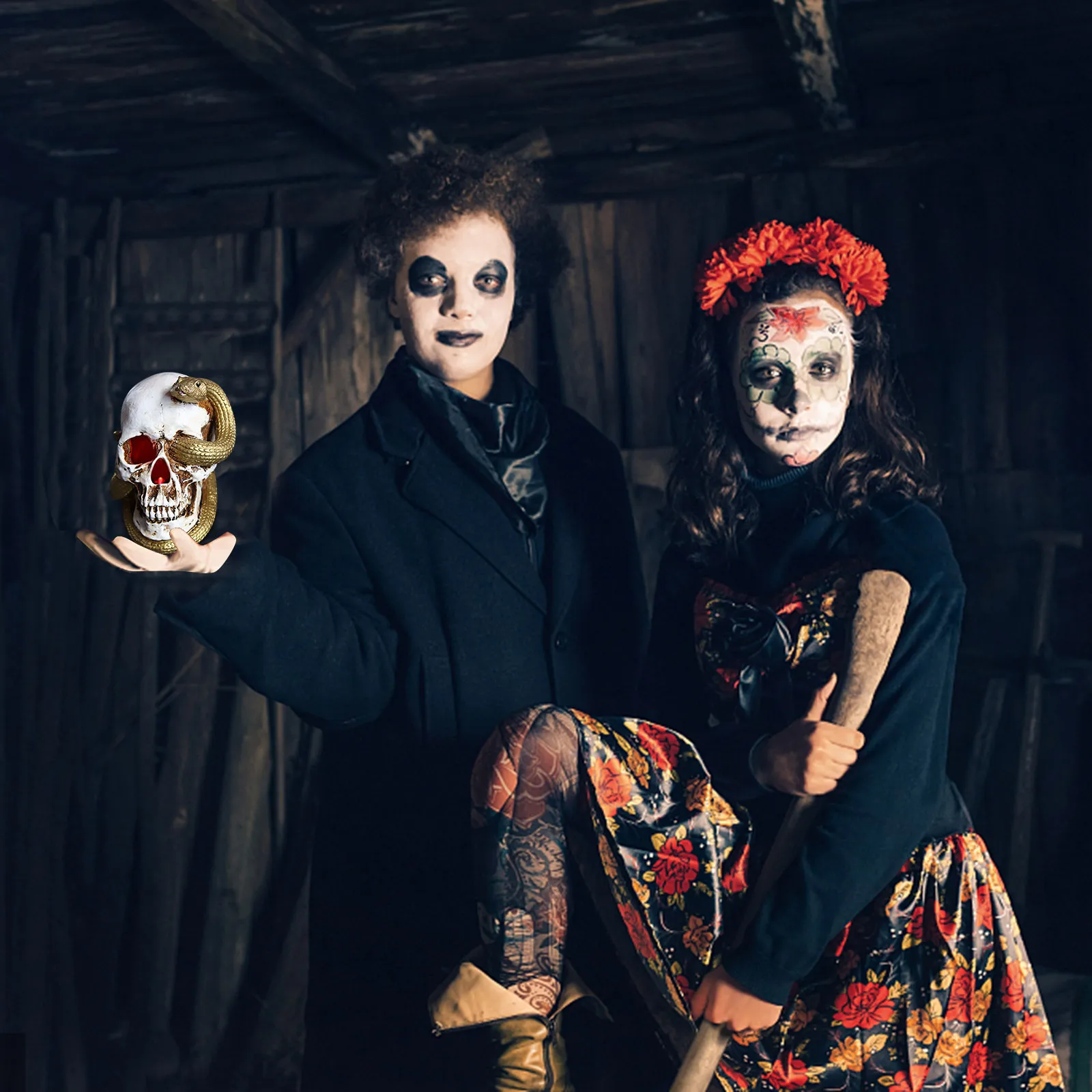 

Simulation Head Horror Glowing Snake Around Head Ornament Decoration