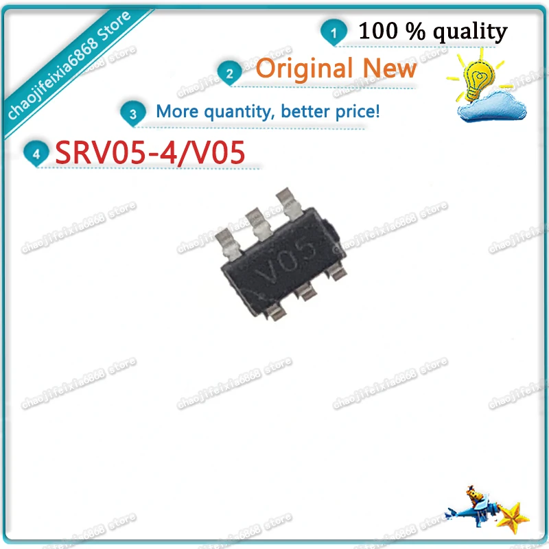 10 шт./лот! SRV05-4 V05 SRV05-4.TCT SOT-23-6 VO5 5V 4-проводной телевизионный чип с подавлением