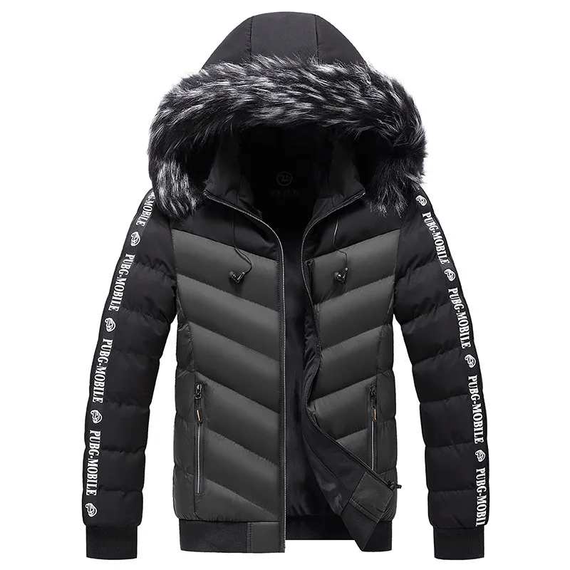 2022 Men's Winter Youth Hooded Coat Men's Thick Warm Cotton Suit Windproof Color Quilted Cotton-padded Jacket Casual