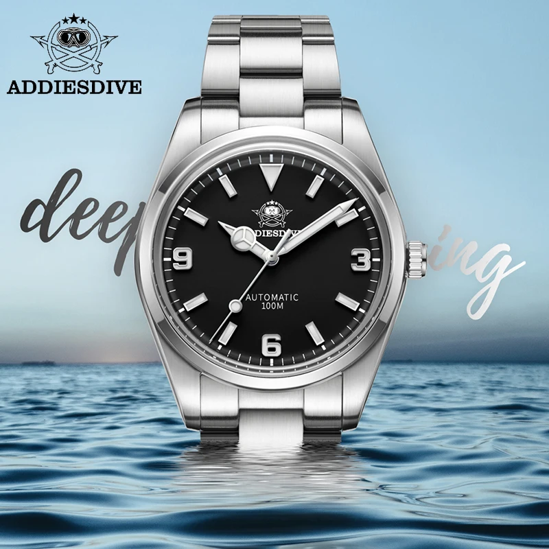 

ADDIESDIVE New Explorer Diving Men Mechanical Watch Luxury Sapphire Crystal 10Bar Waterproof Automatic Watch BGW9 Super Luminous