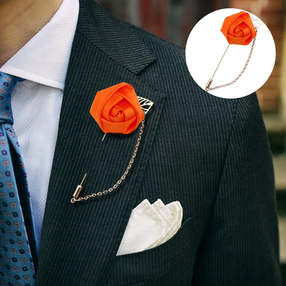 

Men Women Rose Flower Leaf Fashion Brooch Pin Blazer Suit Lapel Wedding Party Boutonniere Charm Brooch Jewelry Clothes Accessory