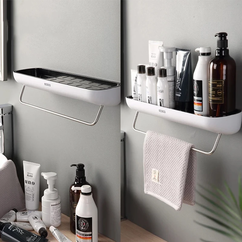 Съемная настенная полка для ванной комнаты органайзер душа монтируемая вешалка