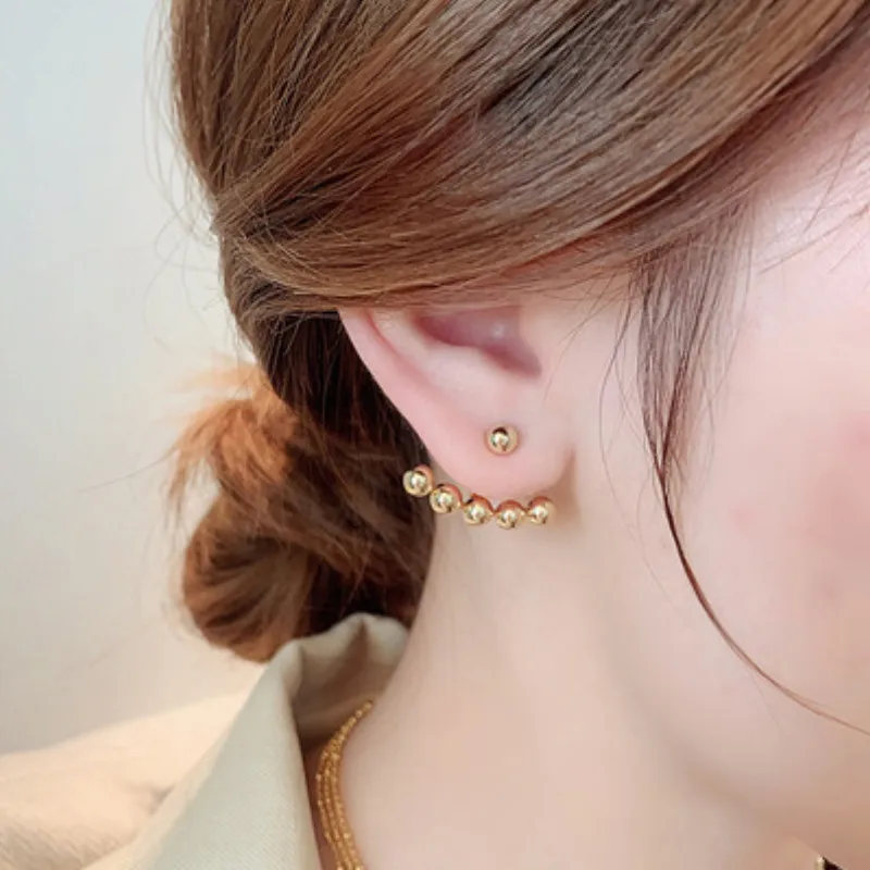 

Fashion Gold Color Stainless Steel Piercing Studs for Women Gothic Beaded Stud Earrings Statement Punk Jewelry Gifts