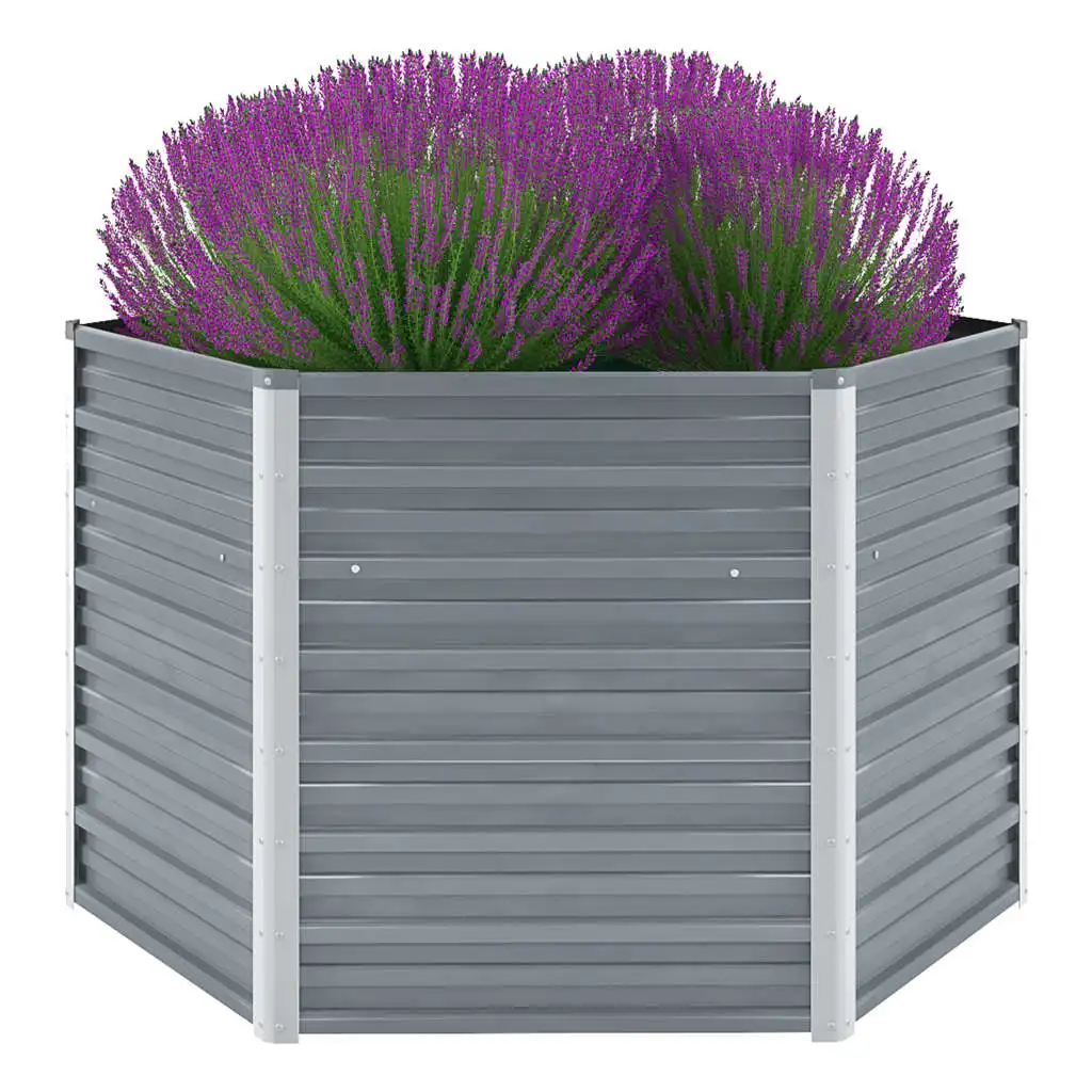 

Garden Planters, Galvanised Steel Patio Plant Pots, Raised Bed, Garden Decoration Grey 129x129x77 cm