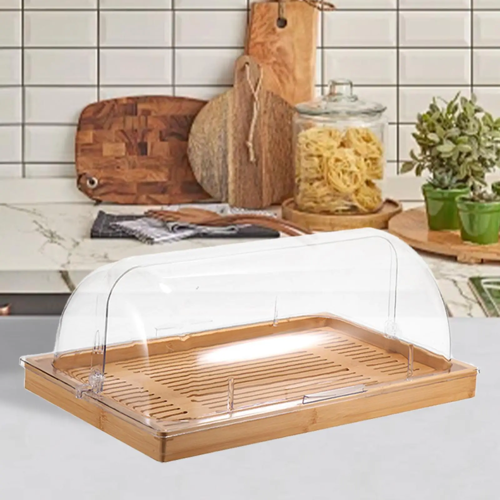 Бамбуковая подставка для торта с крышкой сервировочное блюдо еды тарелка