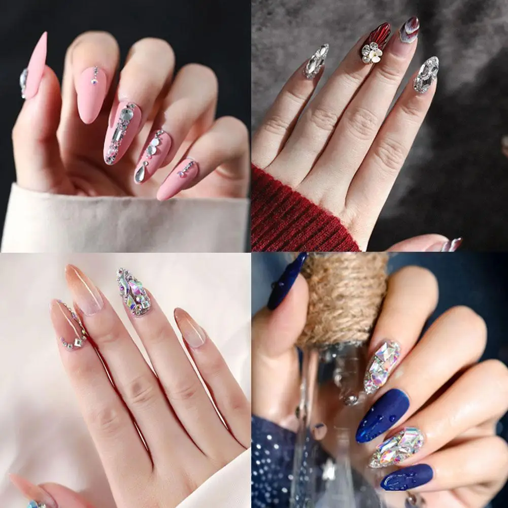 

1 Box Nail Art Decor Gems Glitter 3D Rhinestones AB Flat Back Stones Mixed Size Nail Gems Crystal Nail Decorating For Nails A2Y0