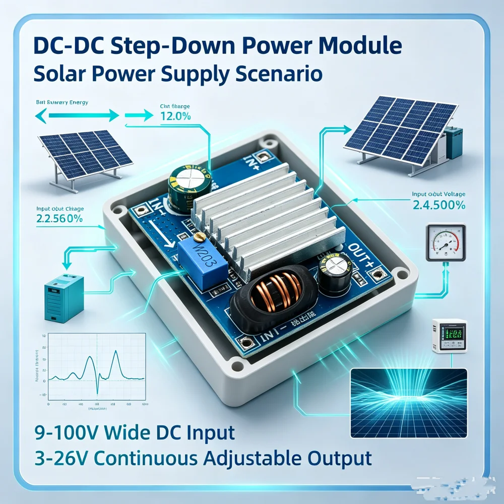 Фото DC 9-100v вход в 3-26v выход регулируемый ступень вниз модуль питания DC-DC конвертер Buck конвертер переключение питания №1