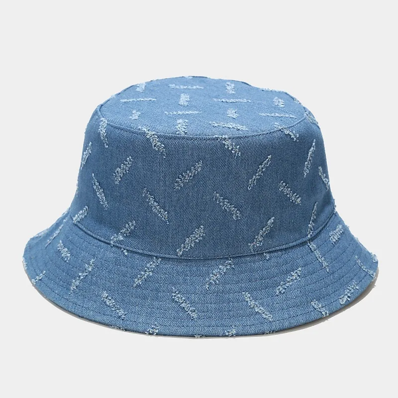 Fashion Blue Demin Bucket Hat Women Outing Travel Fisherman Cap Casual Unisex Adult Bob Panama Hat Trendy Sun Protection Hat