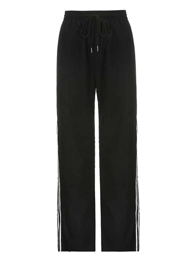 Женские свободные брюки Weekeep черные штаны в уличном стиле бриджи для бега