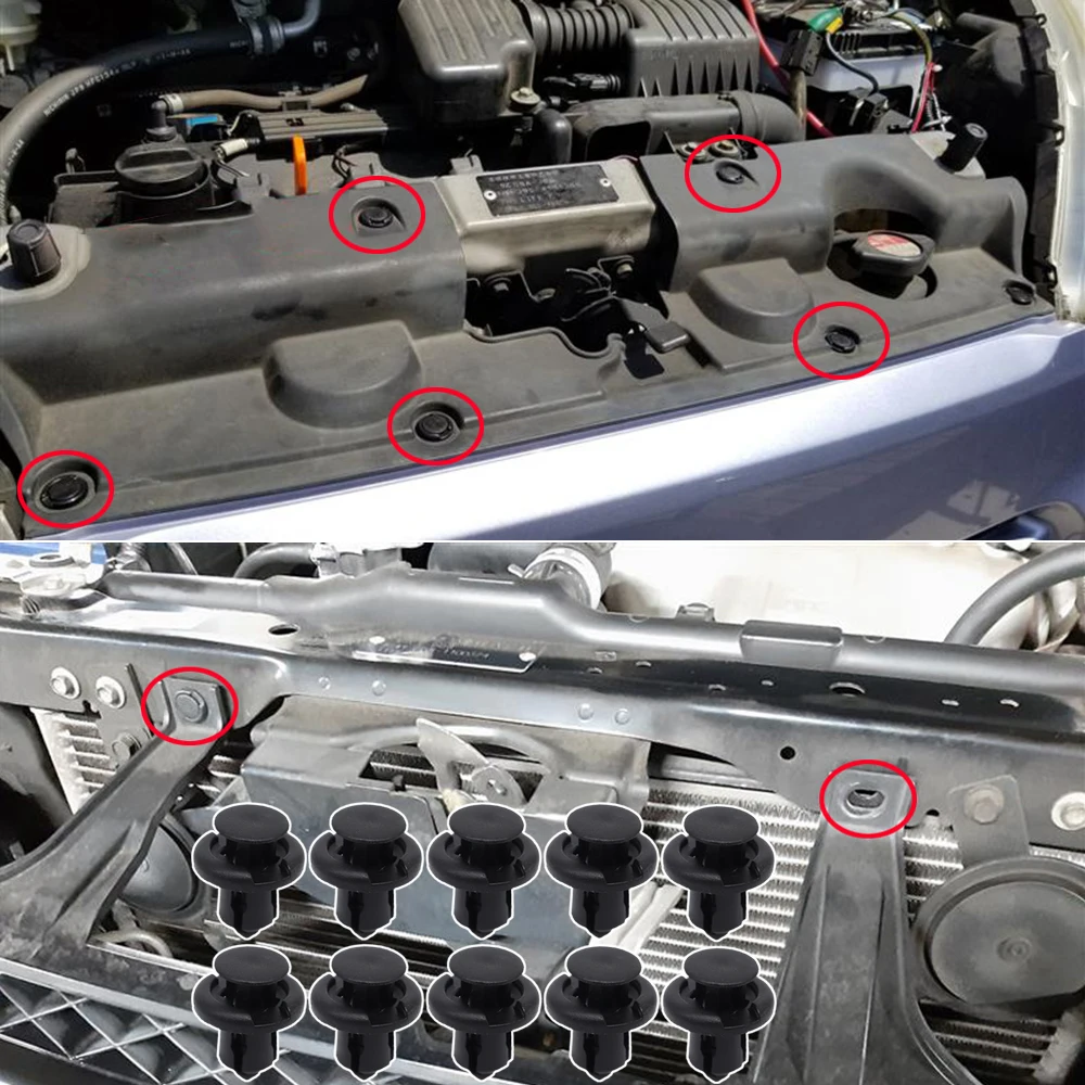 

10 шт. для Honda CR-V 2005 2006 2007 2008 2009 2010 2011-2016, автомобильный бампер, заклепка, багажник, подкладка кузова, крышка двигателя, крепежный зажим