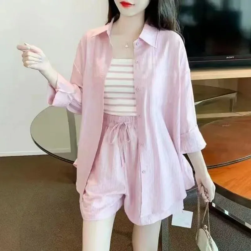 Новинка лета 2024 модный элегантный женский костюм в Корейском стиле с коротким