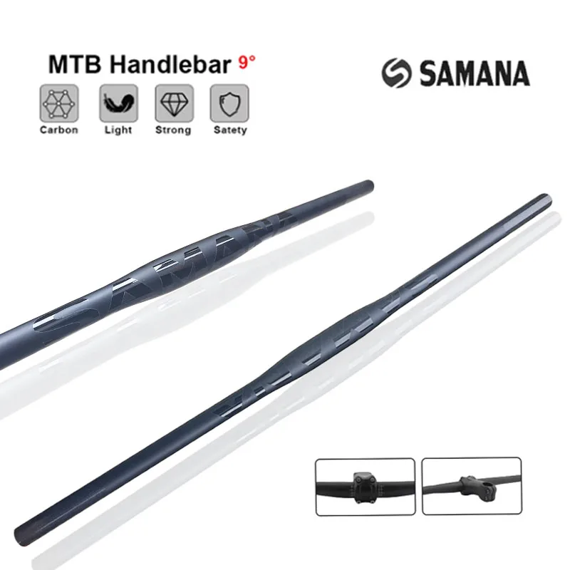 Фото Руль для горного велосипеда SAMANA T800 из карбонового волокна 9 °   Руль Backsweep с вылетом 0 мм, крепление 31,8 мм, ультралегкий, плоский, 600-800 мм, матовое покрытие UD №1