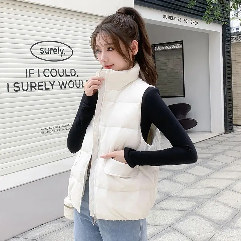 

Vest Women Sleeveless Puffer Jacket Ladies Waterproof Cotton Padded Waistcoat Female Fashion Street Top Short Mujer T578