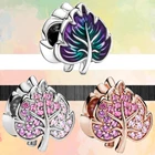 Бусина-Шарм паве из розового золота и фиолетовых листьев, серебро 2021 пробы