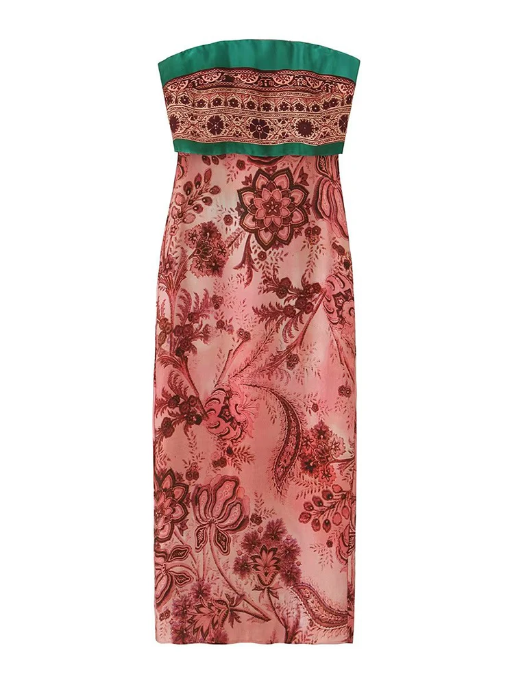 

Платье женское летнее без бретелек с открытыми плечами и разрезом на спине