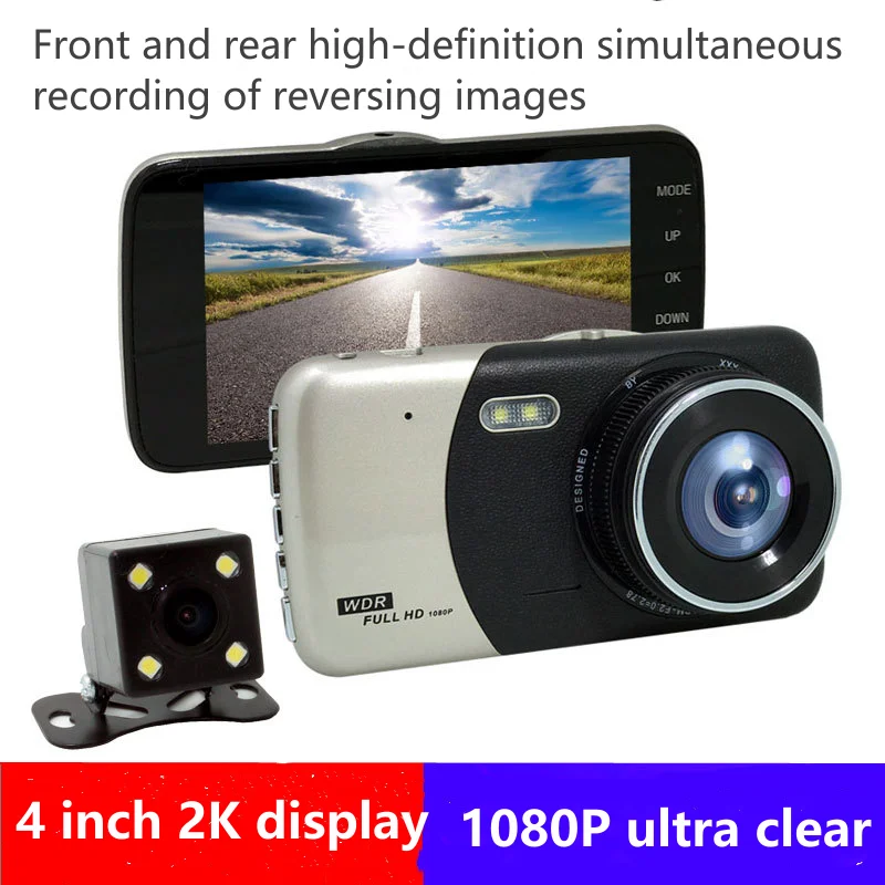 

4 Inch HD 1080P Dash Cam Dual Lens 4K UHD Recording Car Camera DVR Night Vision WDR Built-In GPS Wi-Fi G-Sensor Motion Detection