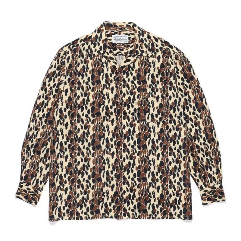 Wacko Maria Long Sleeve Hawaiian Shirt Oversize High Street Print Leopard Men Women 1:1 WACKO MARIA Shirt