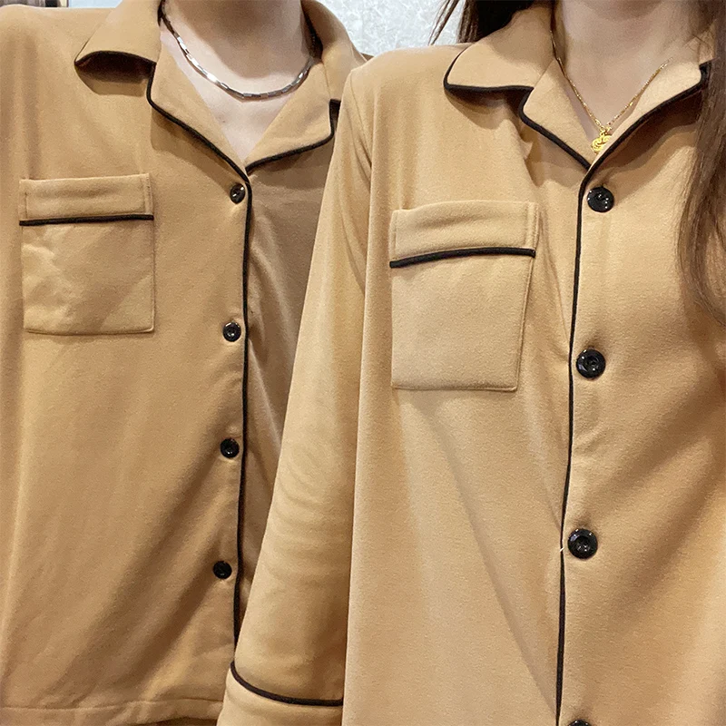 Пижама для пар женские осенние и зимние дралон мужская модель теплый длинный