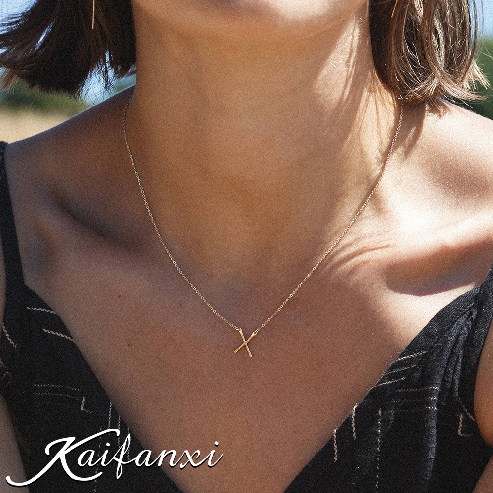 

Kaifanxi Punk Stainless Steel Necklace Elegant X Shape Pendant Simple Thin For Women Fashion Jewelry