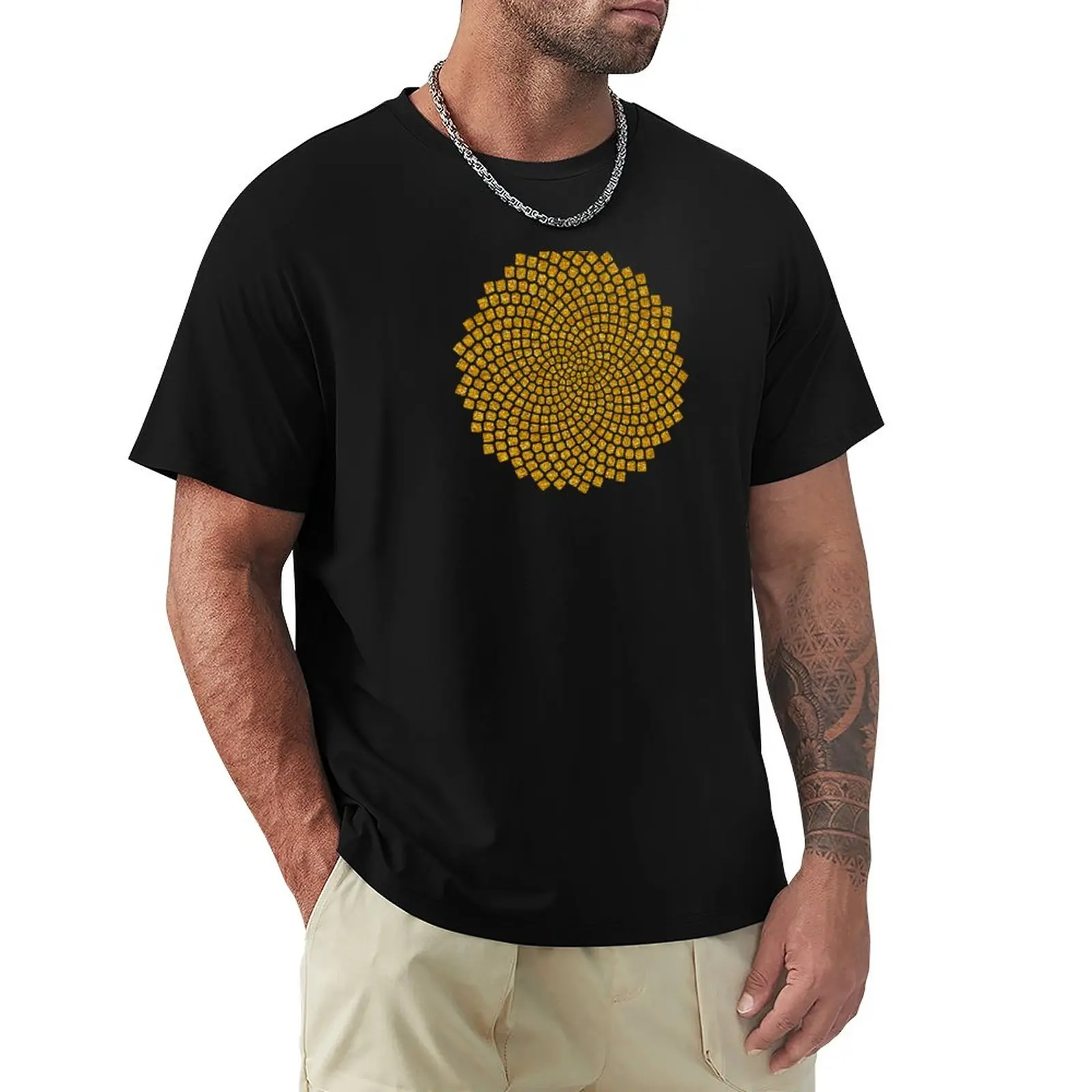 

Sunflower, Seed, Fibonacci, Spiral, Golden Ratio, Math, Geometry T-Shirt Summer Top Heavyweight T Shirts For Men