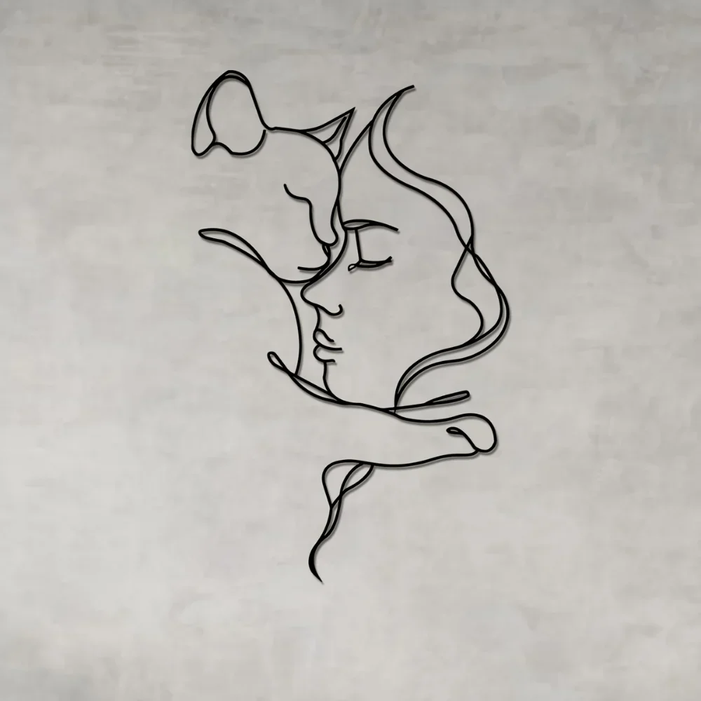 Минималистичный современный стиль металлический дизайн силуэт черной кошки и