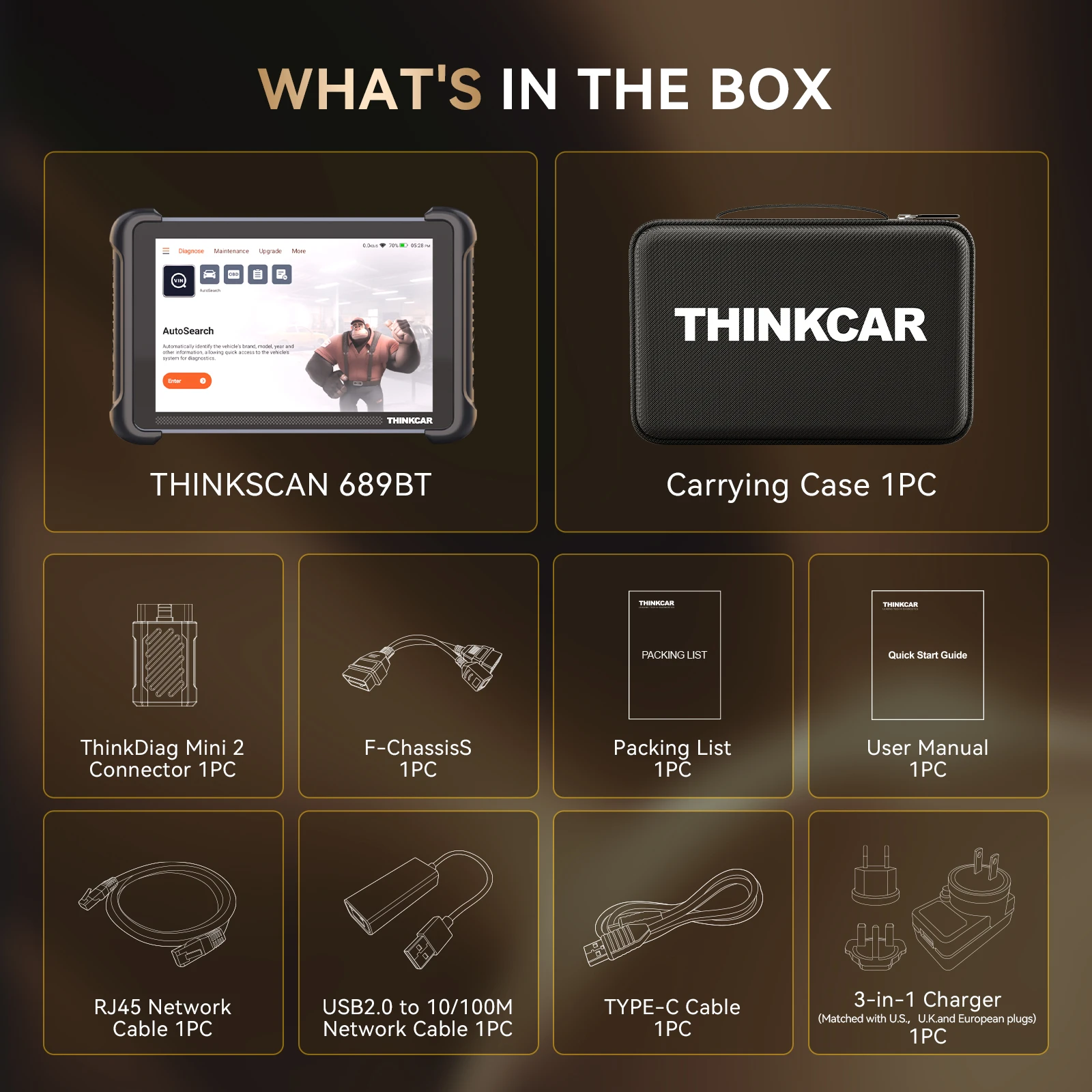 

THINKCAR THINKSCAN 689BT Автомобильный диагностический инструмент Двунаправленный сканер Obd2 Кодирование ЭБУ CANFD DOIP 34 Сбросы Все системы бесплатно