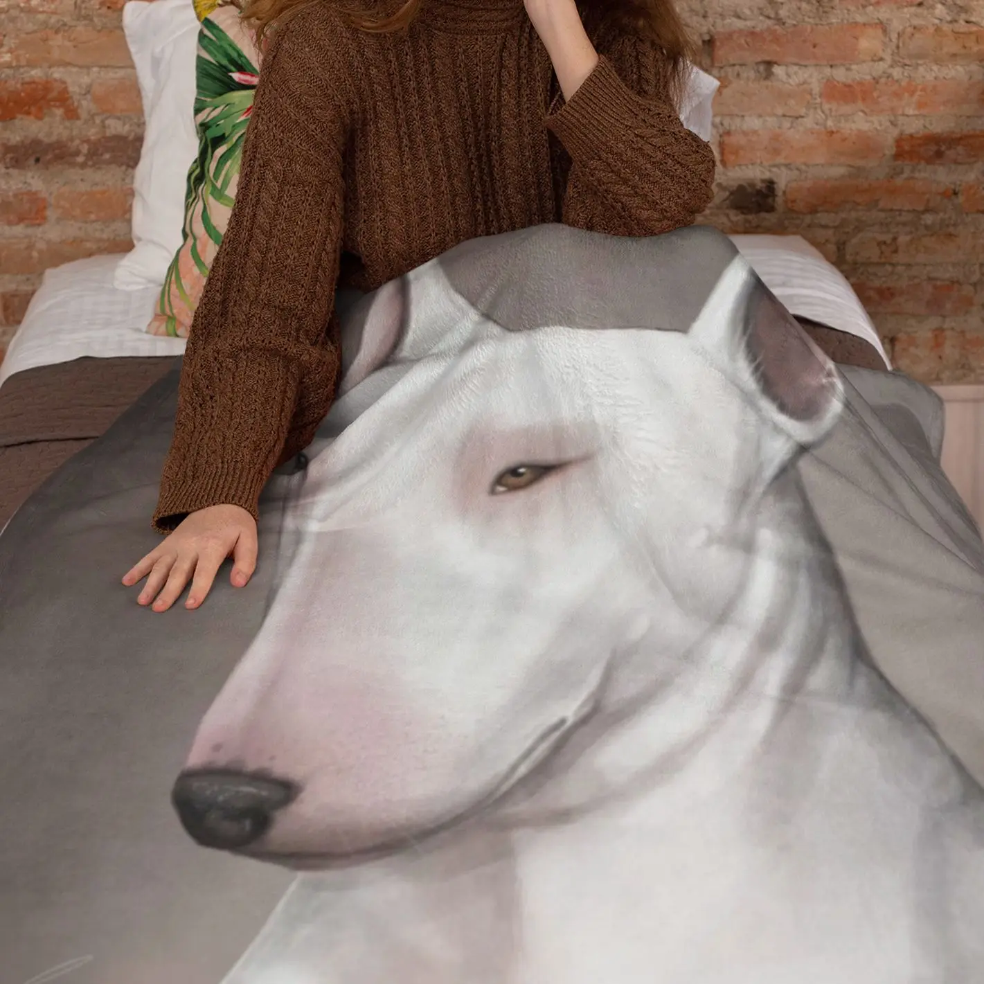 Одеяло с рисунком Бультерьера Флисовое одеяло для любителей животных фотосессии