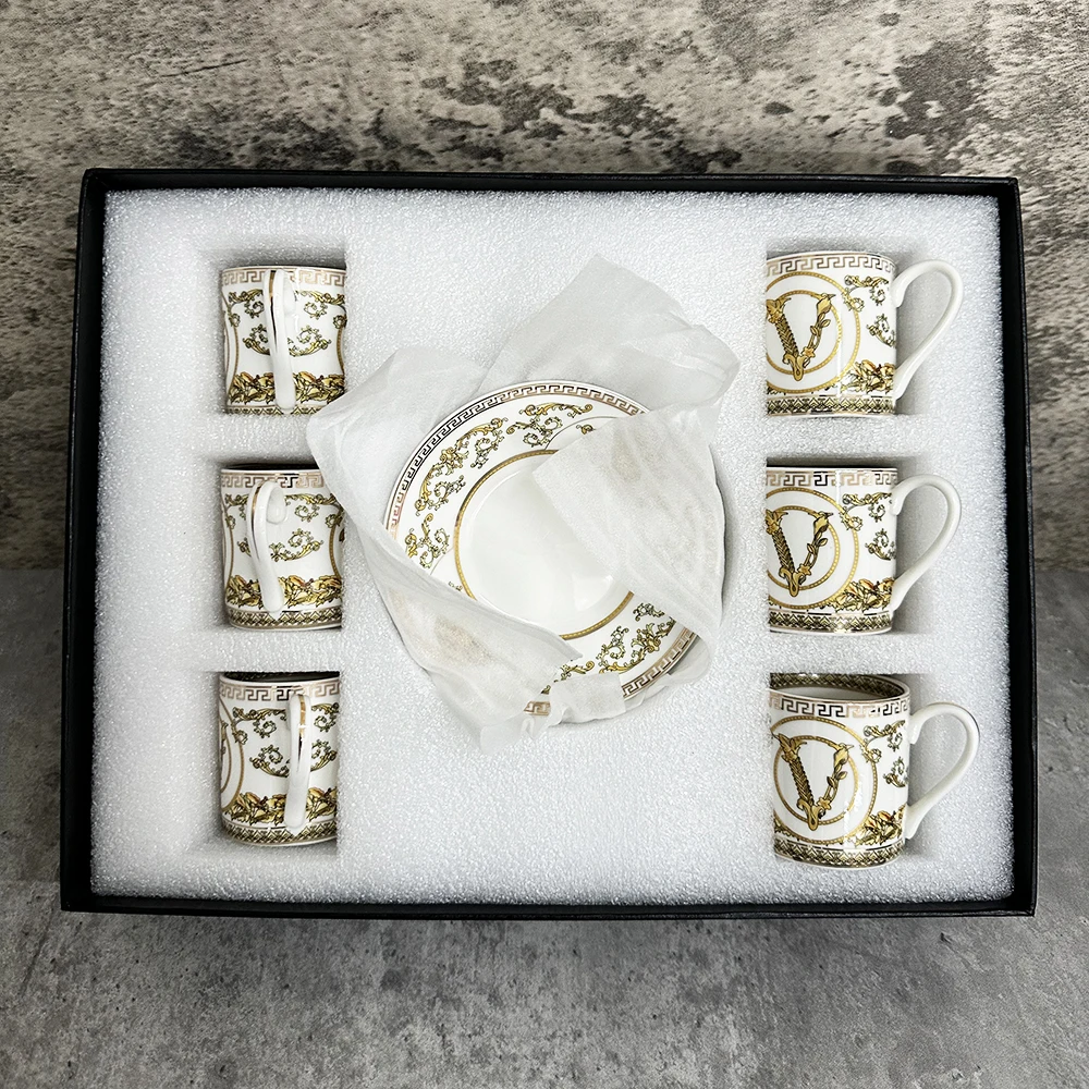 Новинка 2023 6 шт. чашки для эспрессо с блюдцами набор керамических - Цена: 5126.79