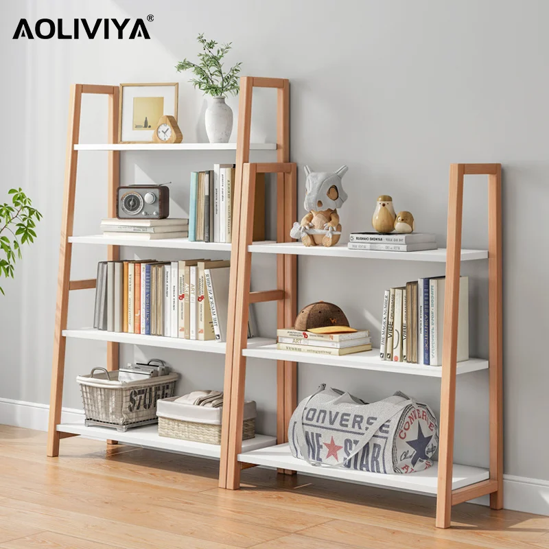 AOLIVIYA Nordic Bookshelf Floor-to-ceiling Multi-layer Rack Small Living Room Bedroom Office Storage Organizer Bookcase
