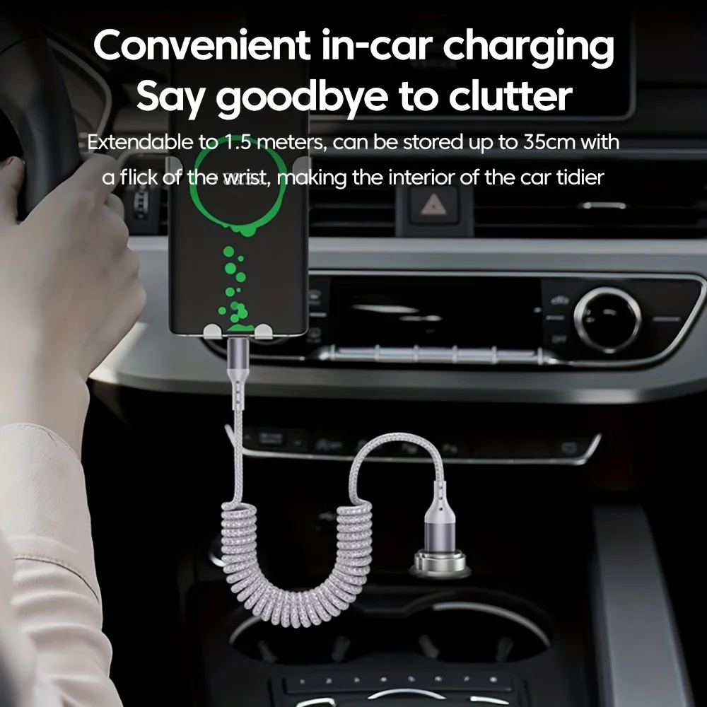 Фото PD 20 Вт USB Type C Пружинный автомобильный кабель для быстрой зарядки для iPhone 14 13 12 Pro Max USB C Шнур для передачи данных для iPad USB C Провод №5