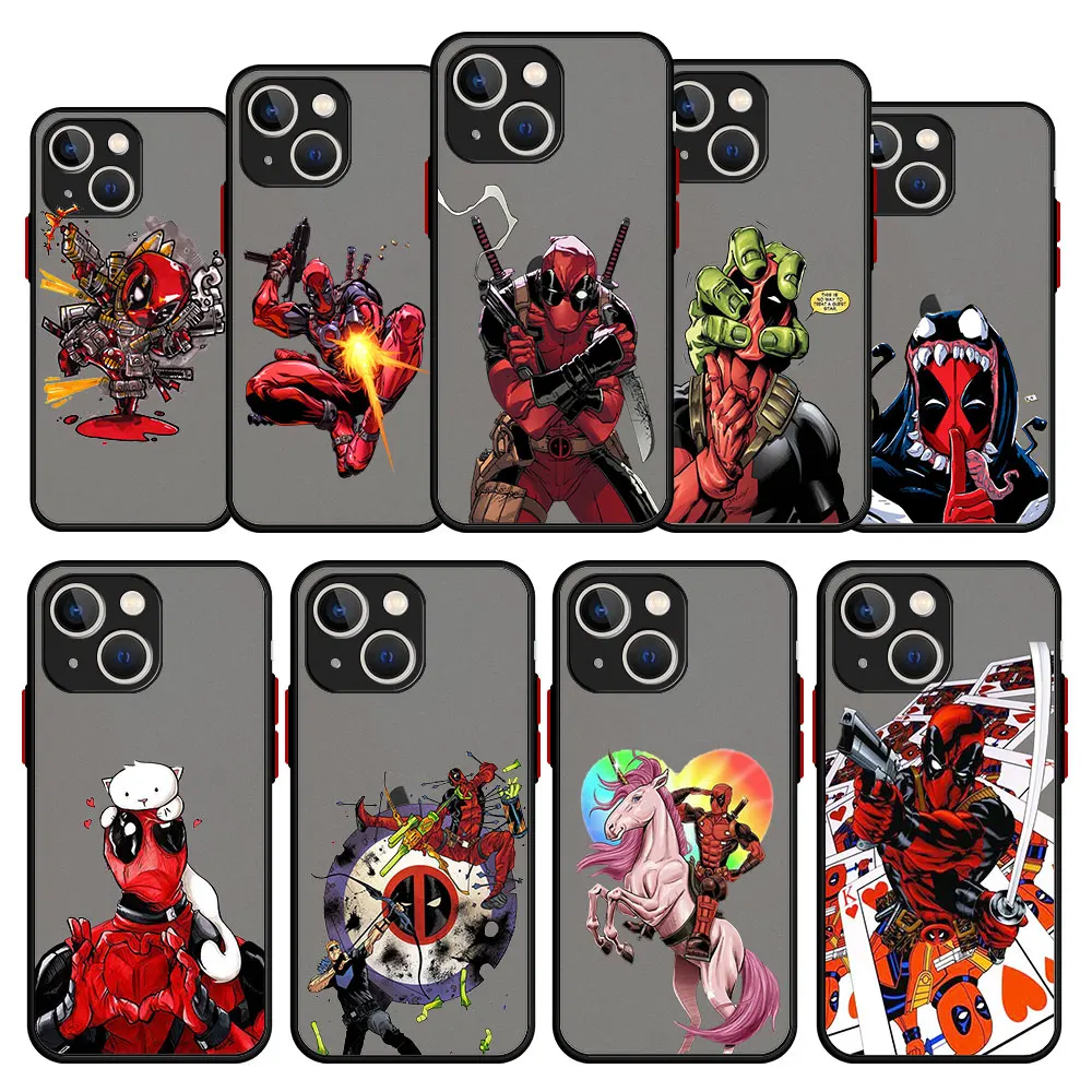 

Funny Marvel Batman Chibi Deadpool Matte For Apple iPhone 11 13 12 Pro Max Mini X XR XS Max 6 6S 7 8 Plus 5 5S SE(2020) Coque