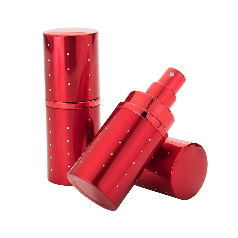 

30 X 30ml Red Full Drill Travel Aluminum Perfume Atomizer Glass Spray Bottle Empty Refillable Portable Metal Parfume Bottle