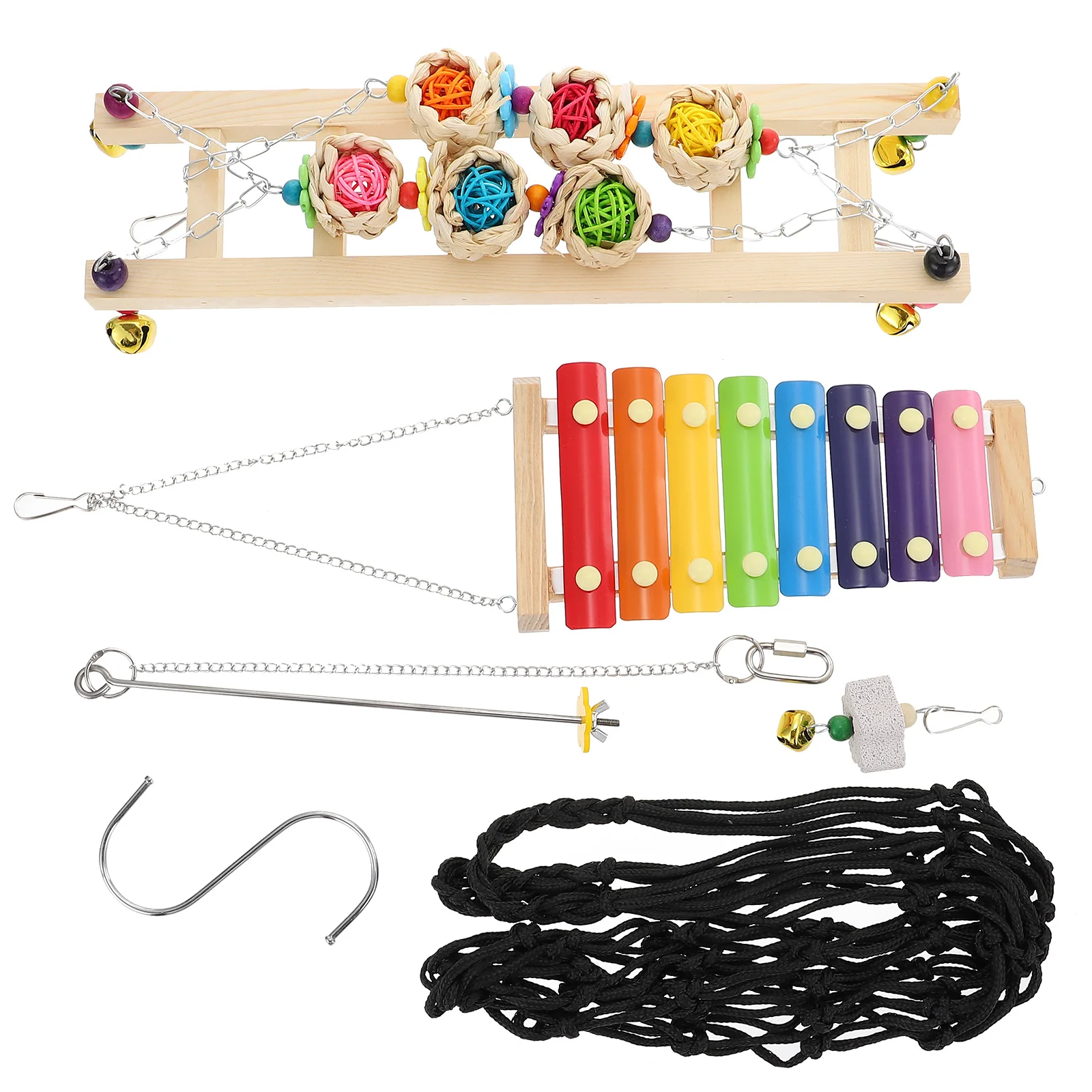 

1 Set of Wooden Parrot Toys Hanging Parrot Chew Toys Funny Swing Toys Bird Biting Toys