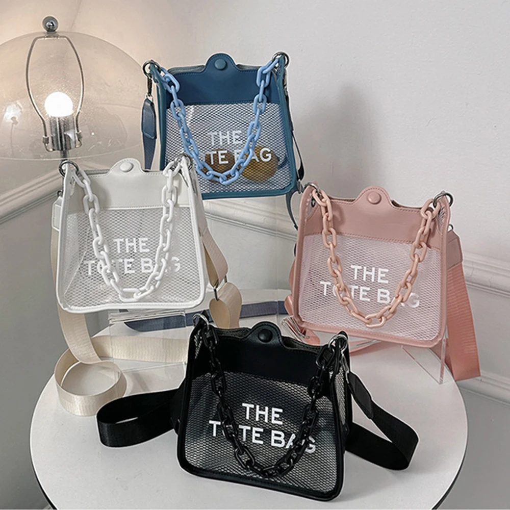 

Candy Color Jelly Tote Bag PVC Clear Women Handbags Acrylic Shoulder Crossbody Bags for Women 2023 Wide Strap Phone Flap Clutch