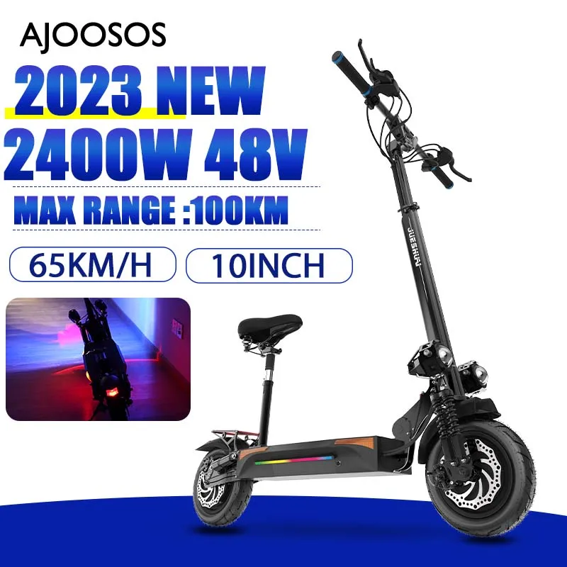 

2023 Upgraded 100KM Electric Scooter Ultra-long Range Electric Scooters Adults with Movable Seat 2400W 48V Dual Motors Escooter