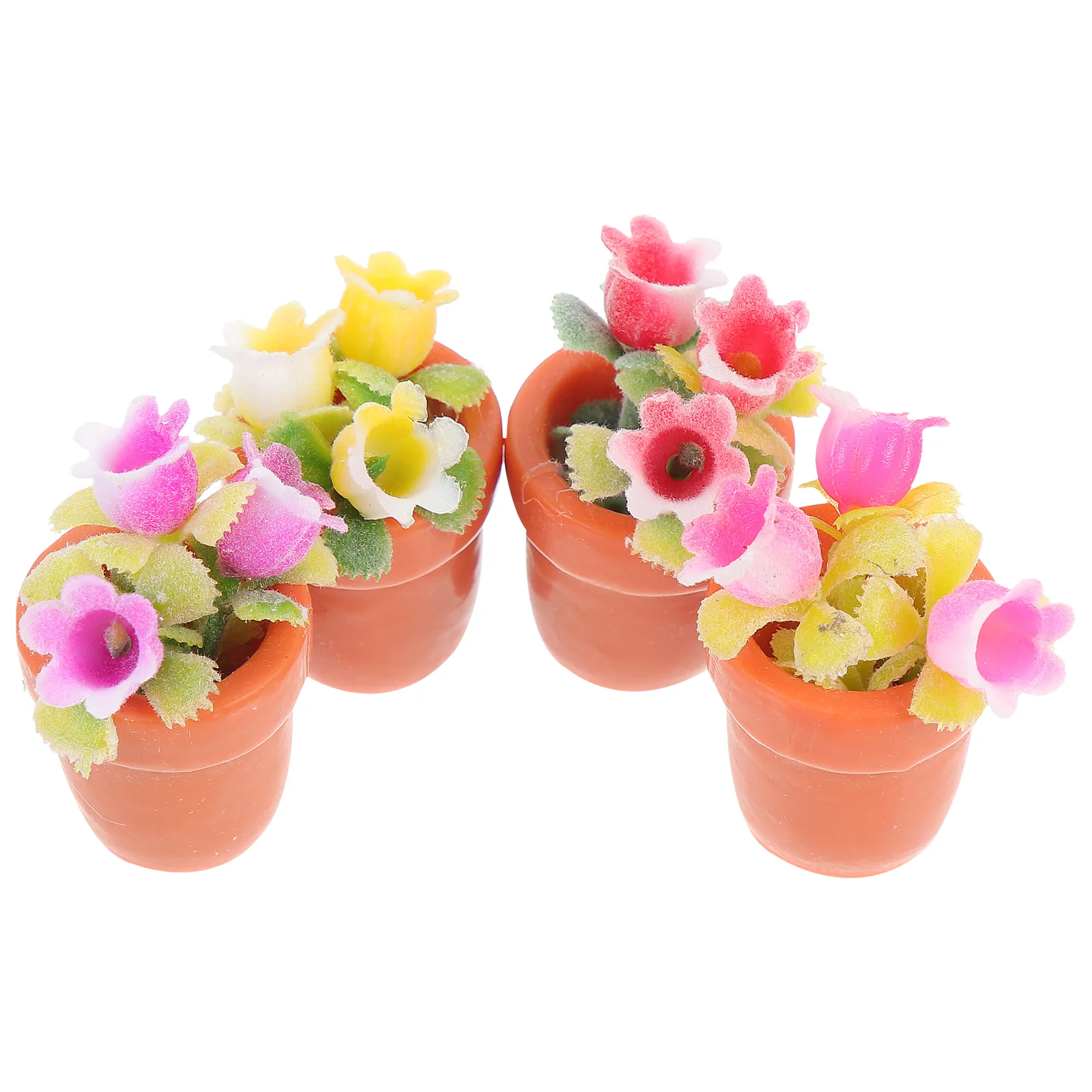 

4 Pcs Miniature Dollhouse Flowers Plants Decors Ornaments Models Simulation Plastic Potted