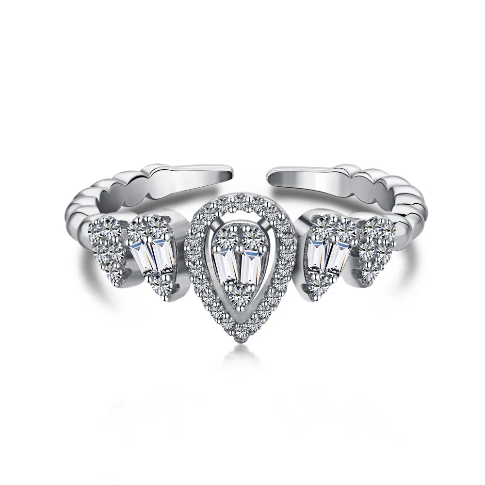 

Женское серебряное обручальное кольцо в виде капли воды, модное кольцо в форме груши, с алмазным покрытием, серебряное кольцо для годовщины,...