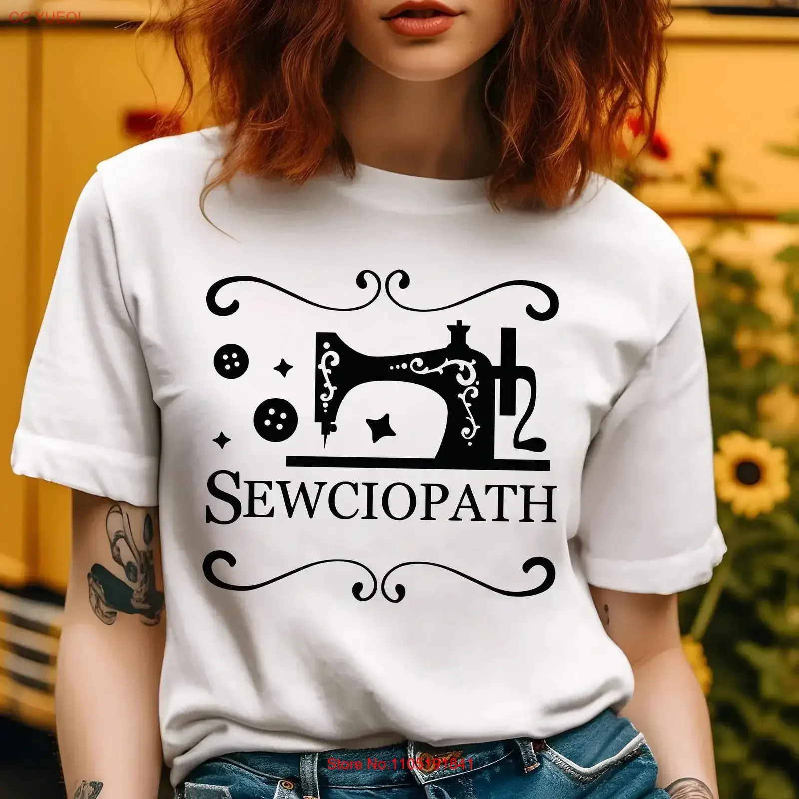 Фото Швейная футболка женская забавная шить Sewciopath для Lover Quilter винтажная стираная повседневная модная уличная одежда с графическим рисунком дышащая №1