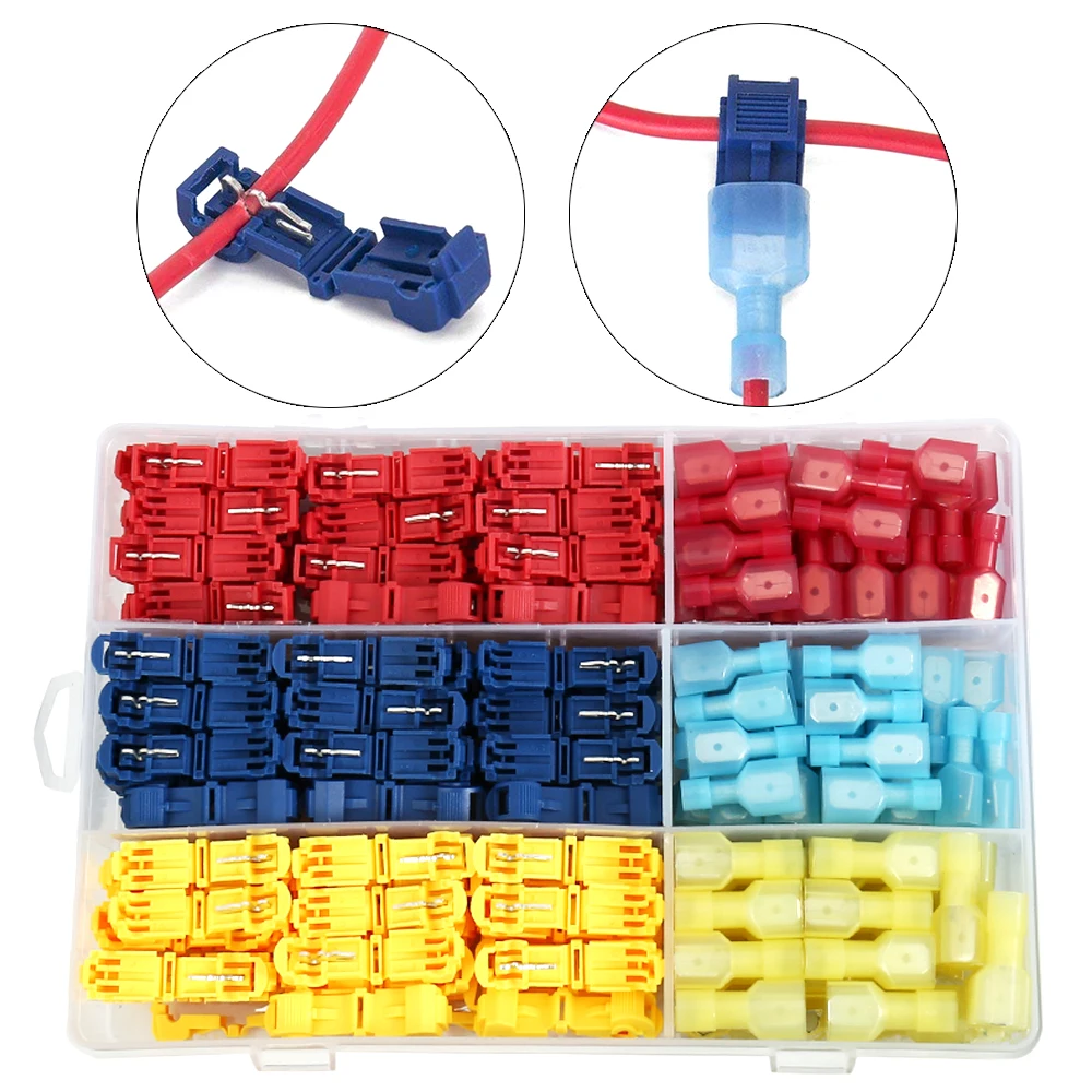 

240pcs T Tap Electrical Connectors Quick Splice Scotch Lock Insulated Splice Taps T Taps Wire Terminals Crimp Cable Connectors