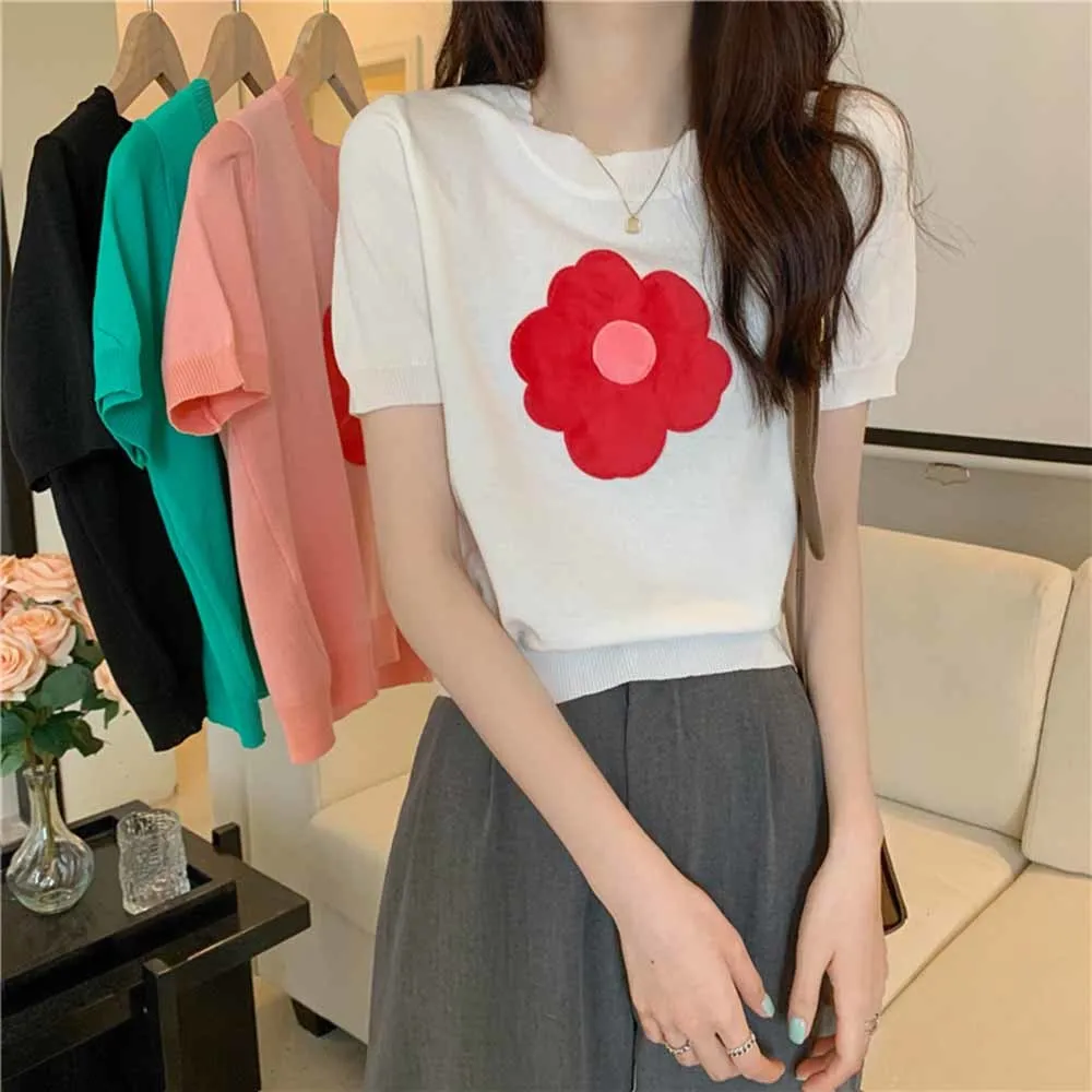 

Floral Print Loose Breathable Women's T-shirt Summer New Outdoor All-match Sports Short Sleeve Korean Campus Style Ladies Top
