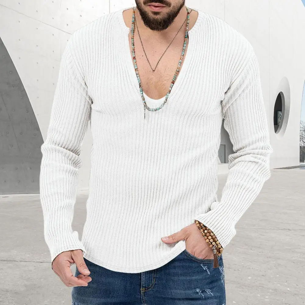 

Bottoming Shirt Stylish Men's V-neck Sweater Slim Fit Soft Knitted Pullover with Long Sleeves for Fall Winter Fashion Slim Fit
