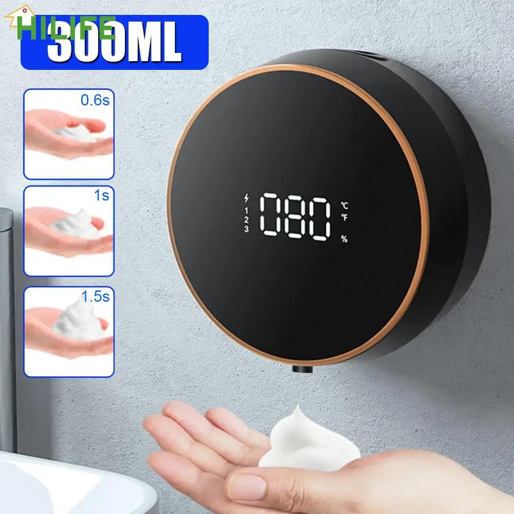 

LED Temperature Display 300ML Foam Machine Wall Mounted Touchless Infrared Sensor Automatic Foam Soap Dispenser