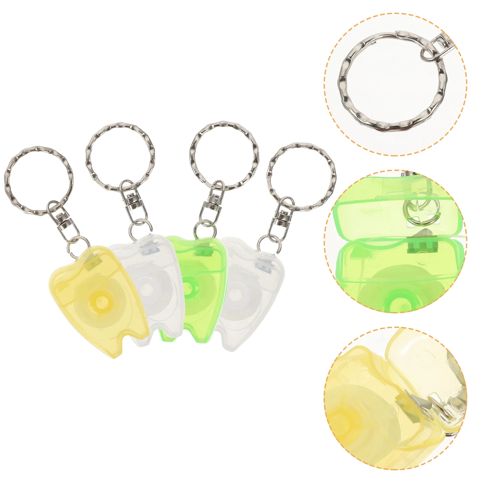 

4pcs 15M Floss Keychain Key Ring Portable Cleaning Care Cleaner for Travel Interdental Cleaners ( )