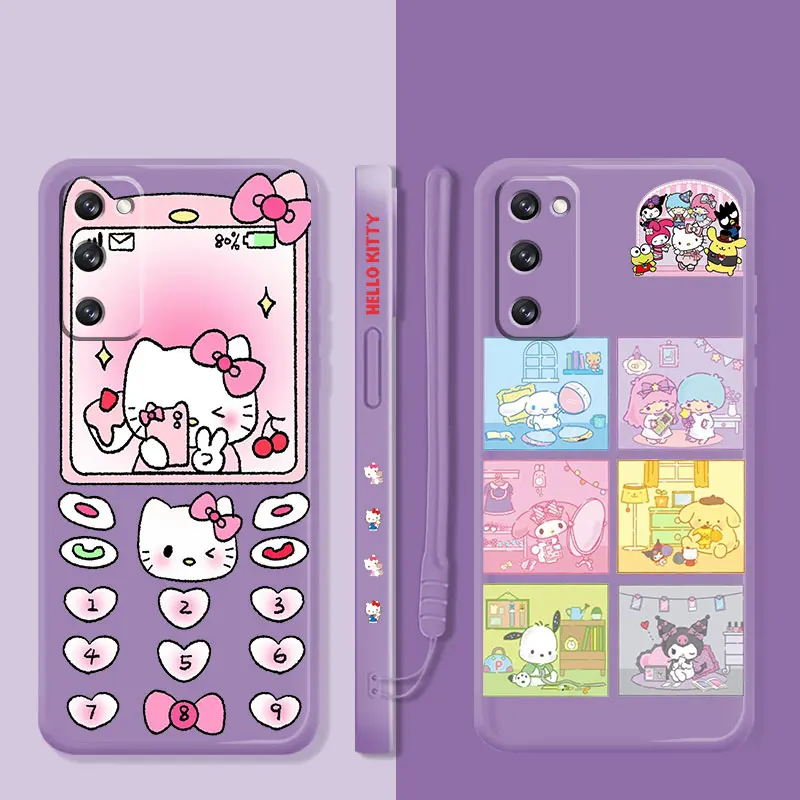 

Liquid Candy Case For Samsung Galaxy S22 S21 S20 FE Ultra S10 S9 S8 Plus S10e Note 20 10 Lite Hello Kitty Kuromi Family