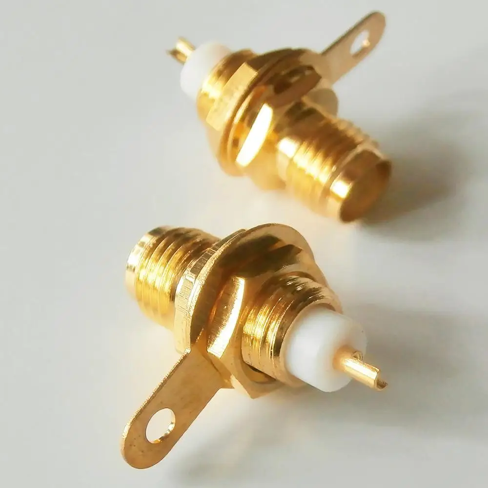 

1X Pcs High-quality RF Connector Socket SMA Female Jack O-ring Bulkhead Panel Deck Nut handle Solder Coaxial Brass