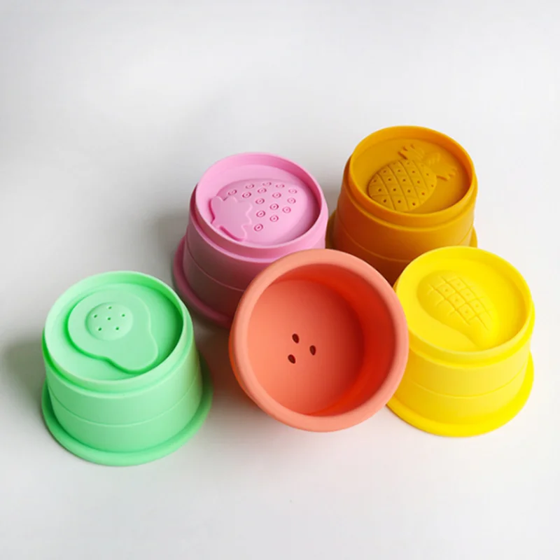 

Montessori Toy Kids Baby Silicone Stacking Cup Toys Nesting Cups Play Water Toy Early Educational Building Blocks Toy Puzzle Toy
