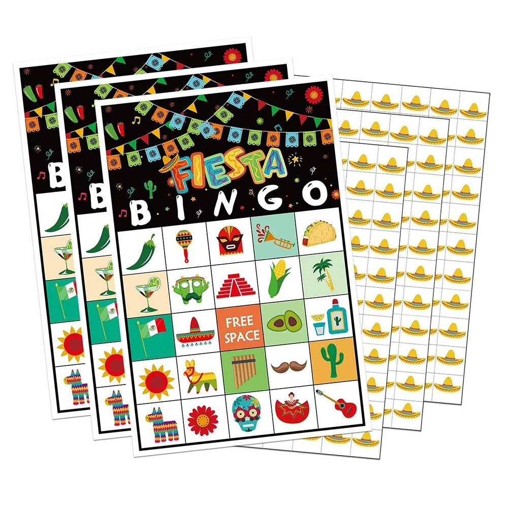 

1 Set Mexican Cards Party Game Papers for 24 Persons (Black)